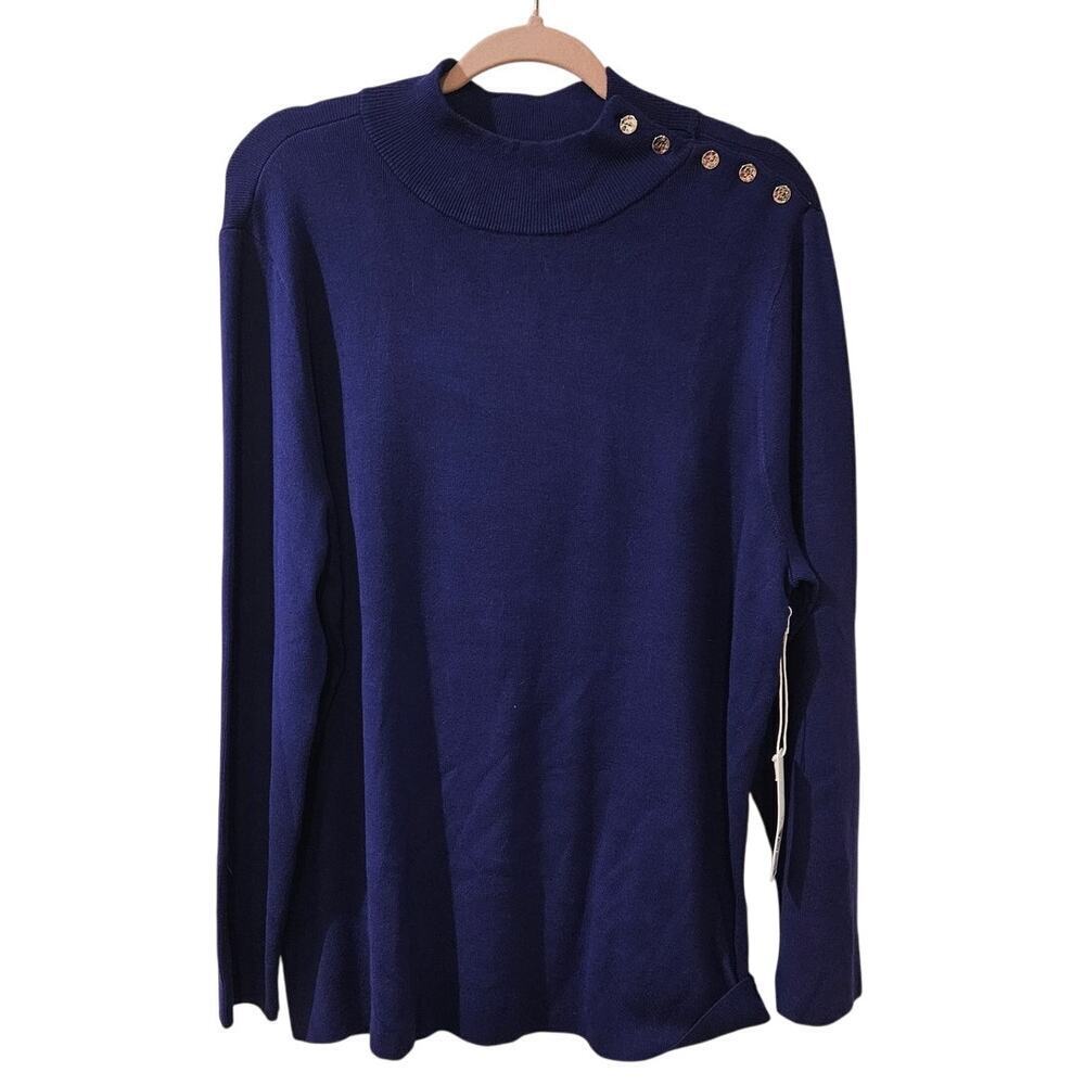 Chico's ECOVERO Mock Neck Sweater Florentina Plum Purple Womens XXL Size 4 NWT - Picture 2 of 8